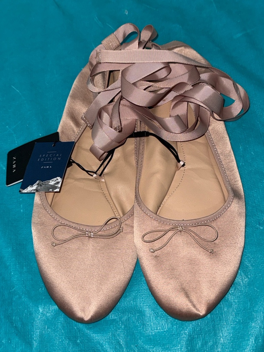 Zara Satin Ballet Wrap Flats